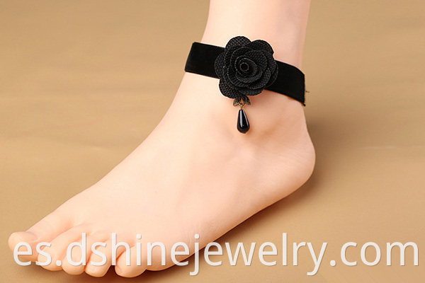 Sexy Black Flower Lace Anklet